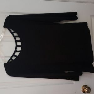 Black long sleeve tee with Open-ish back